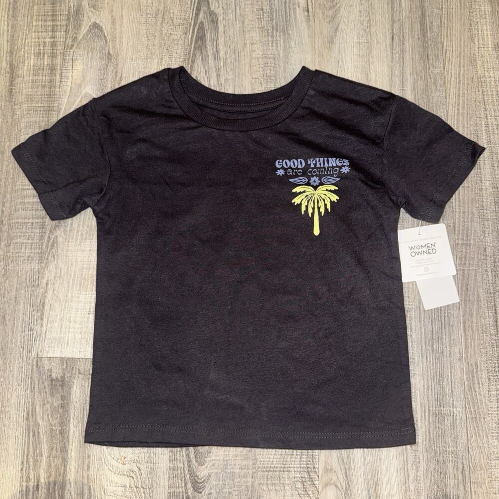 Grayson Mini Toddler Girls 3T Black Graphic T Shirt Good Things Palm Tree NWT